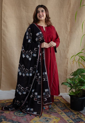 Adira Poplin Cotton Jhabba Kali 3pc Co-Ord set