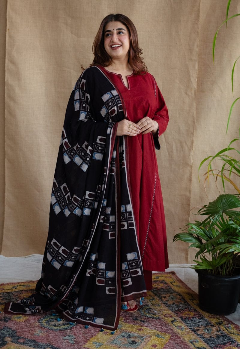 Adira Poplin Cotton Jhabba Kali 3pc Co-Ord set