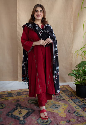 Adira Poplin Cotton Jhabba Kali 3pc Co-Ord set