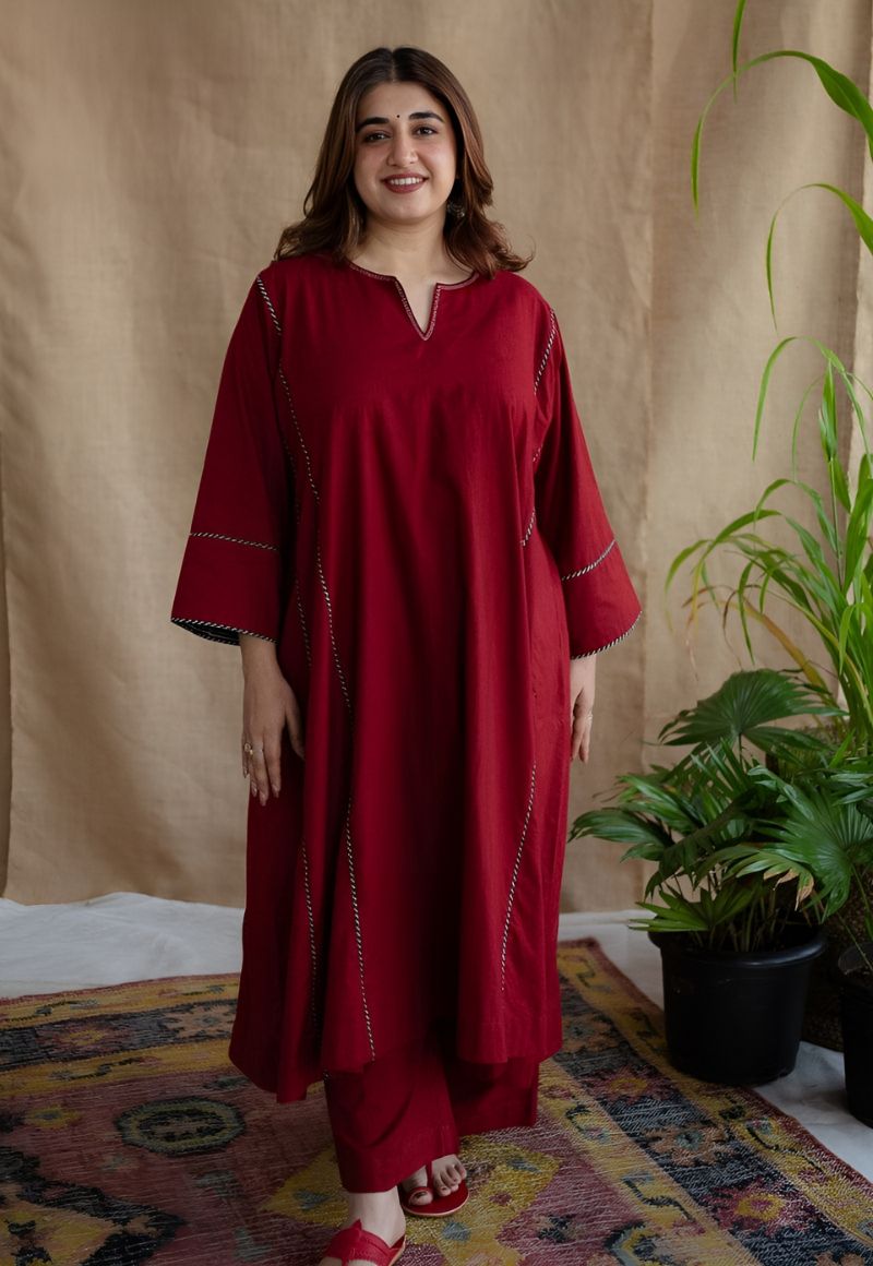 Adira Poplin Cotton Jhabba Kali 3pc Co-Ord set