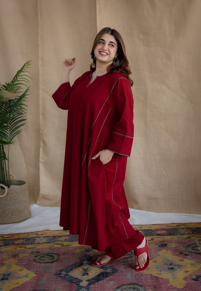 Adira Poplin Cotton Jhabba Kali 3pc Co-Ord set