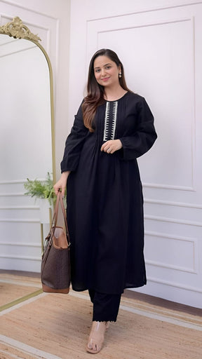 Leena Black Stitched 2 Piece