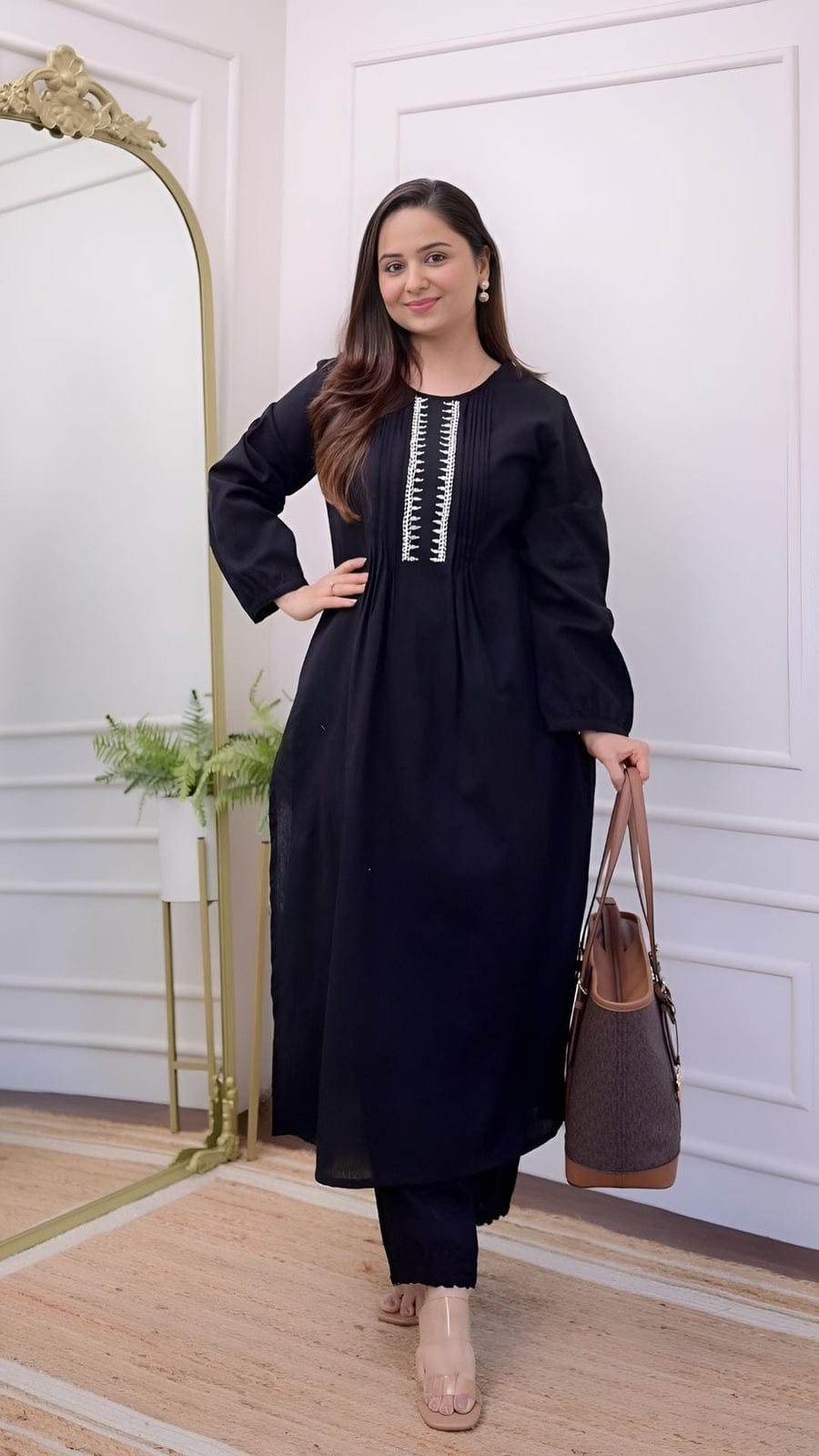 Leena Black Stitched 2 Piece