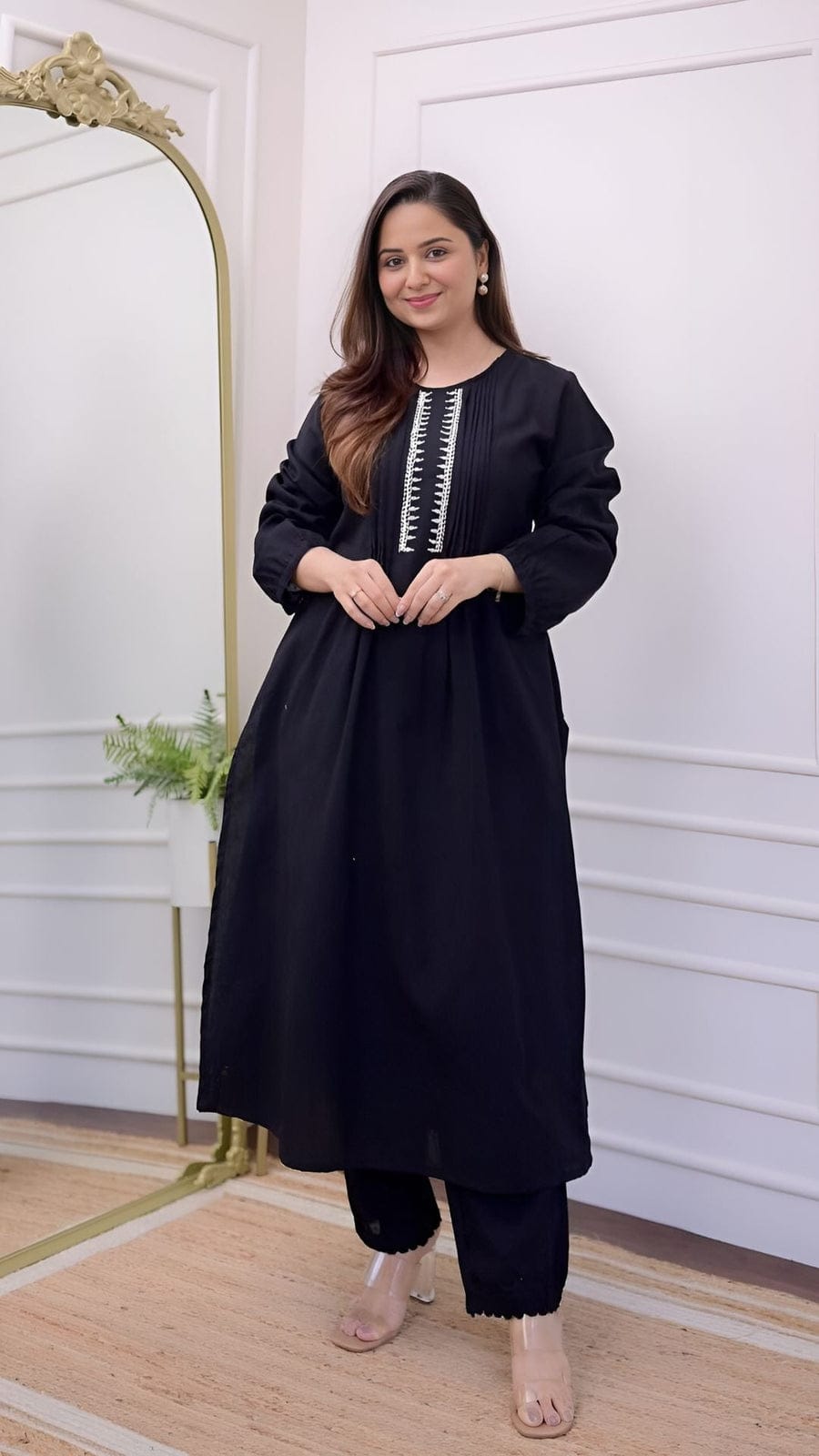 Leena Black Stitched 2 Piece