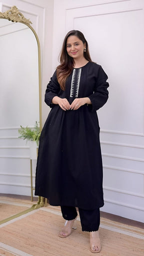 Leena Black Stitched 2 Piece