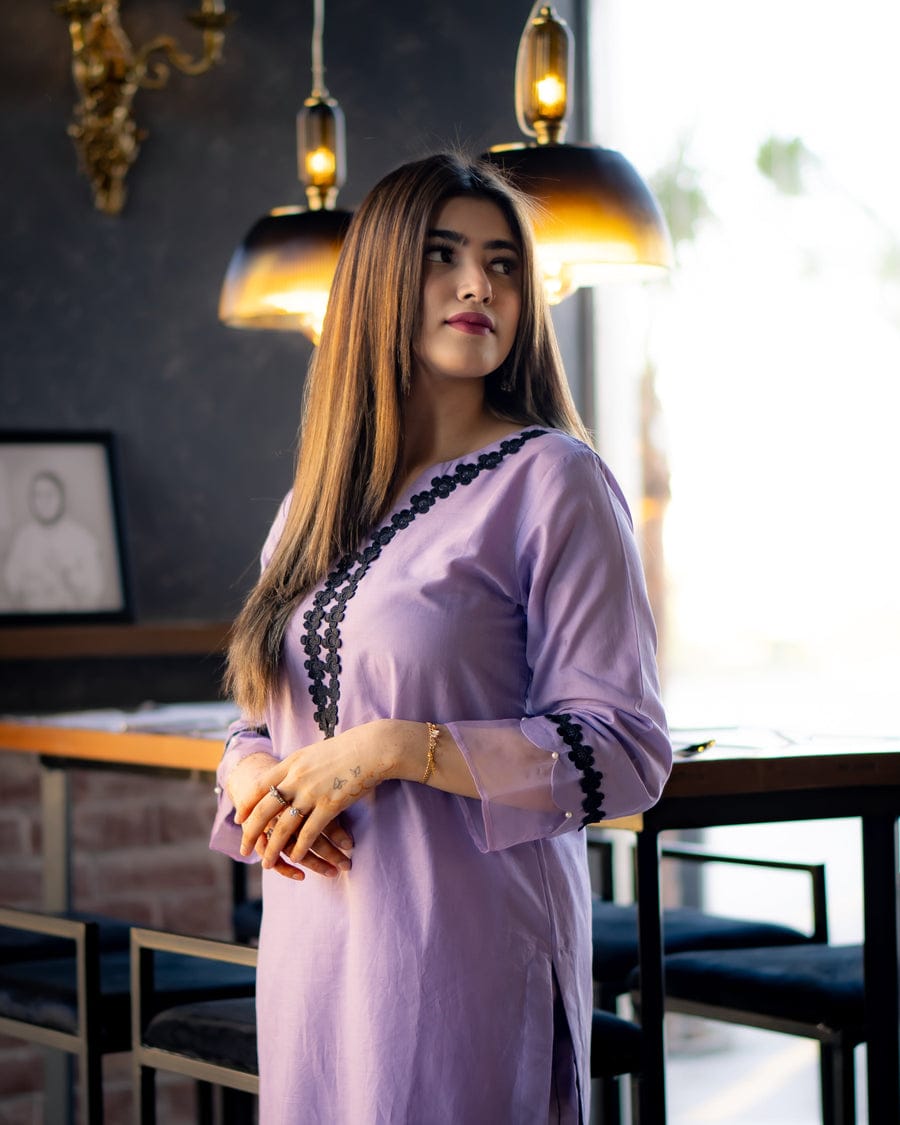 Haiza Lavender Stitched 2 Pc Co-Ord Set