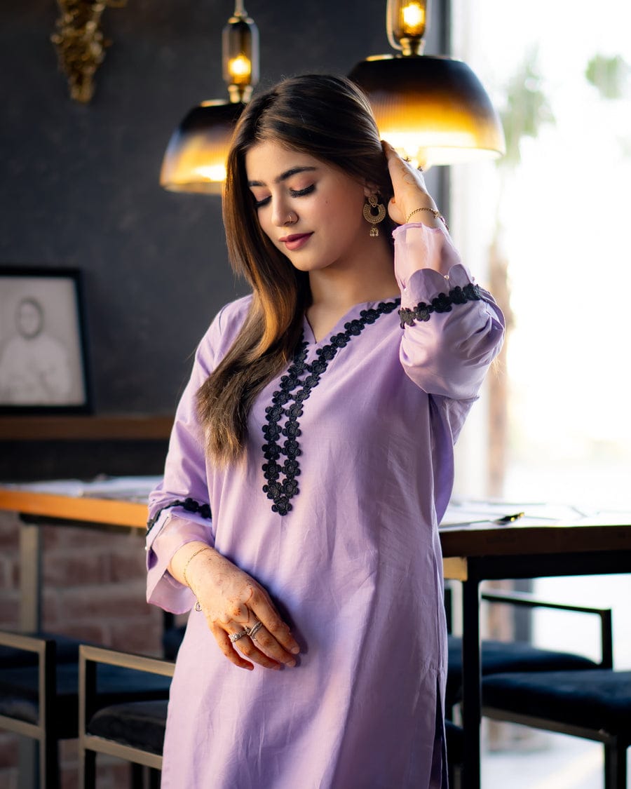 Haiza Lavender Stitched 2 Pc Co-Ord Set