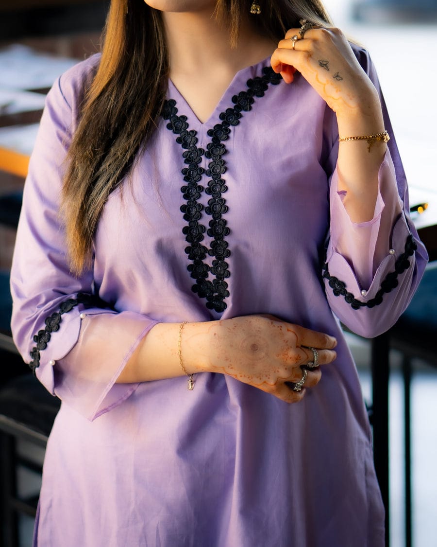 Haiza Lavender Stitched 2 Pc Co-Ord Set