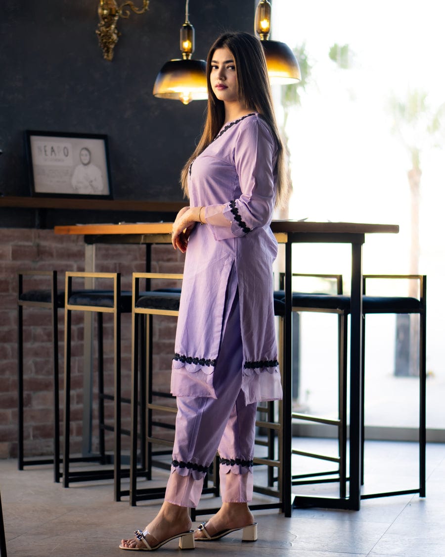 Haiza Lavender Stitched 2 Pc Co-Ord Set