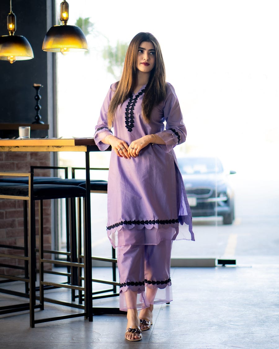 Haiza Lavender Stitched 2 Pc Co-Ord Set