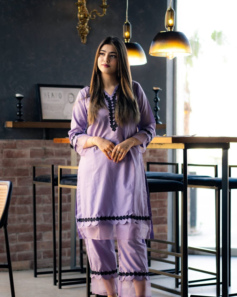 Haiza Lavender Stitched 2 Pc Co-Ord Set