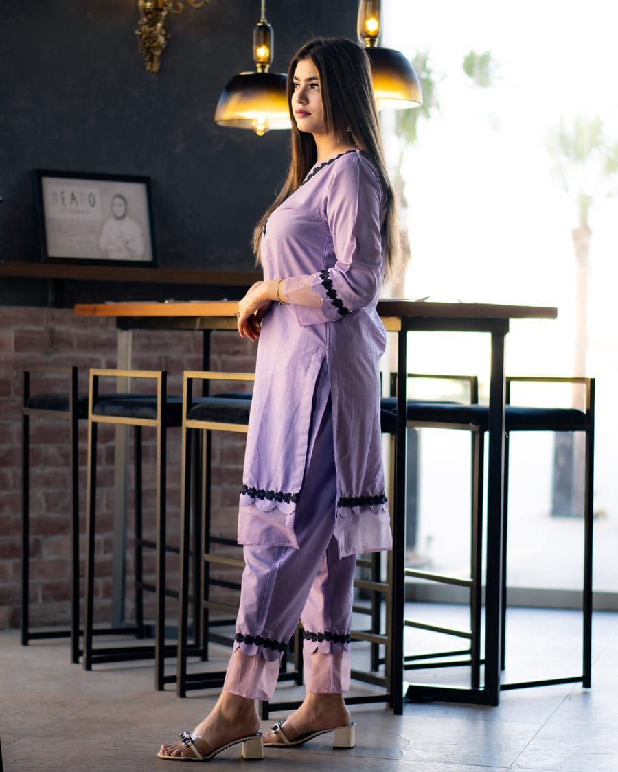 Haiza Lavender Stitched 2 Pc Co-Ord Set