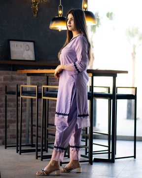 Haiza Lavender Stitched 2 Pc Co-Ord Set