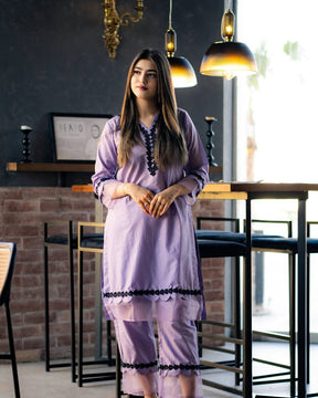 Haiza Lavender Stitched 2 Pc Co-Ord Set