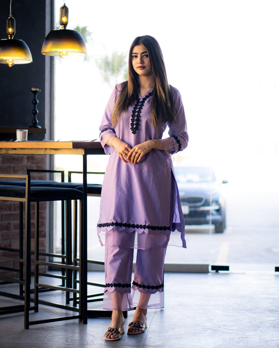 Haiza Lavender Stitched 2 Pc Co-Ord Set