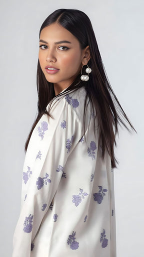 white PRINTED - 2PC Co-Ord Set (STITCHED)