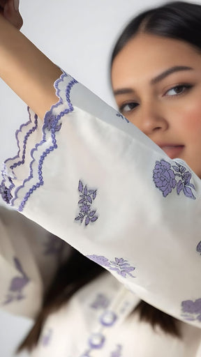 white PRINTED - 2PC Co-Ord Set (STITCHED)