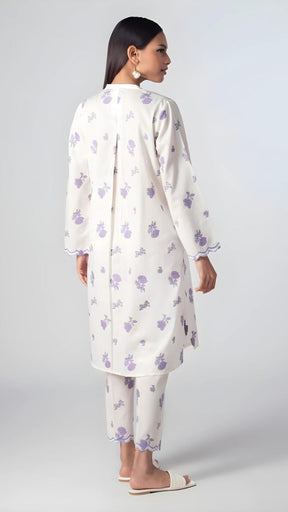 white PRINTED - 2PC Co-Ord Set (STITCHED)