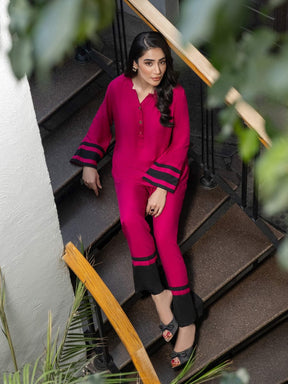 Dyed Color Block Lawn Cotton Co-Ord Set