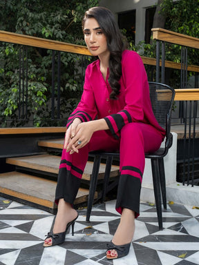 Dyed Color Block Lawn Cotton Co-Ord Set